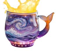 Générique Tasse En Verre | Esthétique Vague Marine Art Moderne Verrerie,Verres À Café Tasses À Boire Sirène,Pour Thé Chaud Froid Eau Jus Décoration Maison Bureau Dortoir Restaurant Bar Anniversaire