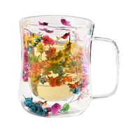 Générique Tasse en verre mural - Tasses à café en verre | Tasss à café | Muffins de fleurs | Tases de thé à double mur à double mur | Tase de thé Glas de 400 ml, tasse à claire, tasses de fle