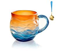 Générique Tasse Golden Tide, tasse à café artisanale avec une texture ondulée unique, née d'un amour pour les couchers de soleil sur la côte, pour les amateurs de surf et de plage (1pcs)
