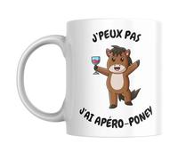 Générique Tasse Humour J'peux pas, j'ai Apéro-Poney | Cadeau Original et Drôle | 330 ml | Imprimé en France | Pour Amateurs d'Apéro, Fans de Poneys, Cadeaux Insolites