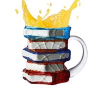 Générique Tasse Livre - Mug Bibliophile à Motifs Vitrail avec Pile de Livres | Articles Littéraires Colorés et pour Lecteurs Lectrices Hommes Femmes Enseignants Écrivains Amoureux de