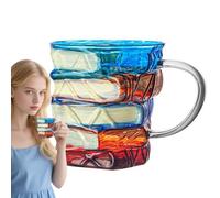 Générique Tasse Livre Peinte En Verre,Tasse à Thé Peinte Design Vintage - Décor Vintage Vaisselle à Boire, Décoration Maison, Accessoires de Bureau, Mug pour Thé au Lait, Jus et Boissons