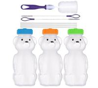 Générique Tasse Ours - 230ml Tasse à Eau Mignonne à Bec avec Couvercle,Bouteille d'Eau Transparente à l'effigie d'ours avec Paille - Pour Femmes, et Filles, pour Café, Lait, Thé et Boissons