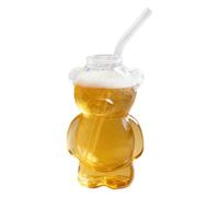 Générique Tasse Ours | 320 ml Verre Cartoon avec Paille pour Boissons,Bouteille d'eau Mignon Étanche | Pour Eau Lait Jus Thé au Lait Café Adultes Étudiants Adolescents Voyage Maison Dortoir Bureau