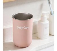 Générique Tasse personnalisée avec nom, Gobelet de brosse à dents en acier inoxydable - Réutilisable, Style simple pour salle de bain cuisine pique-nique et voyage bière café Boissons (Rose)