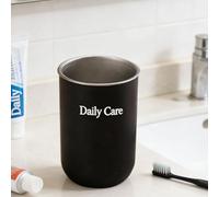Générique Tasse personnalisée avec nom, Gobelet de brosse à dents en acier inoxydable - Réutilisable, Style simple pour salle de bain cuisine pique-nique et voyage bière café Boissons (Noir)