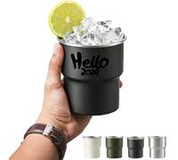 Générique Tasse personnalisée avec nom, Sculpture Photo/Texte/Logo Verres à bière en métal 300 ml ,gravé au Laser,portable pour les buveurs de café et d'eau en plein air (Noir)
