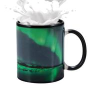 Générique Tasse sensible au changement de chaleur, tasse révélatrice de changement de chaleur | Tasse à café en céramique, en céramique Design Northern Lights, tasse magique sensible à la pour bois