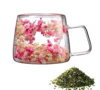 Générique Tasse transparente avec des fleurs - Tasse à café à fleurs de 200 ml à c afé de printemps | Tasss à avec isolation à double paroi, tsses à créatives avec poignée pour thé, latte, caf
