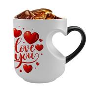 Générique Tasses à Café à Chaleur Variable - 325 ml Cœur en Céramique,Tasses café et mugs originaux couleur changeante - Cadeau Anniversaire Mariage Maison Bureau Voyage
