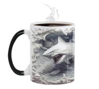 Générique Tasses à café à changement de chaleur,tasse de requin à changement de couleur | Tasse d’eau magique en céramique | Tasse sensible à la chaleur à de couleur, tasses à café à motif de poisson