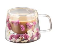Générique Tasses De Café En Verre - Tasse À Double Mur | De Conception De Fleurs Isolés | Drinkware Résistant À La Chaleur Transparente | Tasse De Thé Cappuccino De 250 Ml Élégante | Accessoire