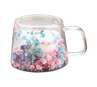 Générique Tasses De Café En Verre - Tasse À Double Mur | De Conception De Fleurs Isolés | Drinkware Résistant À La Chaleur Transparente | Tasse De Thé Cappuccino De 250 Ml Élégante | Accessoire