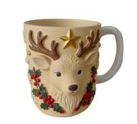 Générique Tasses De Noël Mignonnes - Tasse En Résine De D'épice D'élan 12x10x8,5 Cm | Tasses À Café Des Fêtes | Tases De Noël En Grès | Pour Boisson Thé Lait Jus Eau Fête Décor À La Maison Bureau