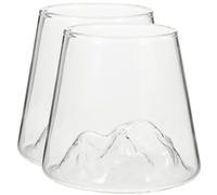 Générique Tasses en Verre Borosilicate Haute Résistance Gobelets Transparents Multifonctions Compatibles Lave-vaisselle et Four Ensemble de 2 pour Café, Thé et Jus