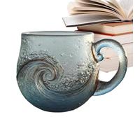 Générique Tasses En Verre,Tasse Design Vague 300ml | Mug à Café équipé d'une,Pour Les La Plage La Maison Le Bureau Les Femmes Les Hommes Les Adultes Le