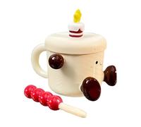 Générique Tasses Mignonnes | Tasse À Thé Résistant Aux Renversements Avec Couvercle,Mug À Cappuccino En Céramique, Cappuccino, Latte, Vin, Jus, Bière, Cuisine, Restaurant,