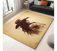 Générique Taupe Tapis Salon Vintage Western Cowgirl Modèle 120 x 170 cm Lavable en Machine Super Doux et Antidérapant Tapis Décoratif Salon Doux Poil Court pour Chambre Adulte, Salle à Manger