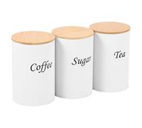 Générique Tea Canister Set - 3 Piece Airtight Storage Jars | Stainless Steel with Clear Lid Large Capacity Kitchen Counter Containers for Cafe, Restaurant Workplace and Home Kitchen