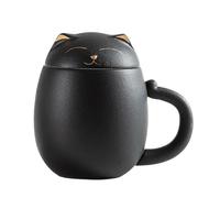 Générique Tea Cup - Ceramic Leakproof Heat Resistant Mug | Robust Glazed Material with Secure Handle Grip, Portable Spill-Proof Lid Design, Ideal for Office Picnic, 5.31x4.72x3.15in