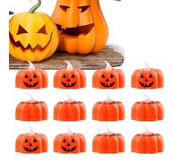 Générique Tea Lights Candles - 24/13/8 Inches Flameless Flickering Pumpkin for Celebration, Party with Led Glow, Halloween Lamp for Bedroom, Dinner, Beach, Engagement, Birthday Use, Home Accent