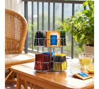Générique Tea Organizer,2-tier Metal Rotating Countertop Storage | Coffee Sugar Teabag Holder Basket for Hotel Pantry Home Office Counter Cabinet Kitchen