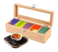 Générique Tea Organizer,Wooden Multi-Compartment With Clear Lid | Wood Tea Box Dresser Organizer | For Coffee Pods Condiment Organization Kitchen Countertop Cabinet Pantry Home Office