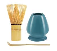 Générique Tea Set - Complete Whisk And Bowl Set, Ceramic Mixing Bowl, Natural Bamboo Spoon Stand, Design | Elegant Japanese Kit For Preparation, Gifting, Home Brewing