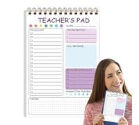Générique Teacher Notepad, 50-Sheet To-Do List Daily Planner with Twin Coil Binding, 5.8 X 8.3 Inch Cute Memo Pad Organizer for Classroom Tasks, Elementary School Teaching Supplies and Desk Use
