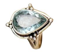 Générique Teardrop Aquamarine Ring, Natural Gemstone Jewelry, Women's Ring with Elegant Design, Vintage Fashion Band, Aquamarine Rings with Classic Style, Jewelry Accessory for Wedding Birthday