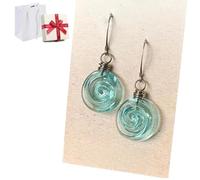 Générique Teardrop Glass Jar Earrings Necklace, Recycled Vintage Teal Earring Pendant, Handmade Drop Beach Jewelry Set Inspirational Gifts for Women