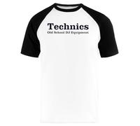 Générique Technics Old School T-Shirt De Baseball Unisexe Blanc À Manches Courtes