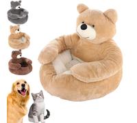Générique Teddy Bear Dog Bed, 2025 Cute Soft Warm Non-Slip Plush Cuddle Bear Pet Beds Detachable, Cozy Fluffy Puppy Bed for Indoor Cats & Dogs (Khaki)