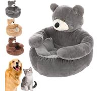 Générique Teddy Bear Dog Bed, 2025 Cute Soft Warm Non-Slip Plush Cuddle Bear Pet Beds Detachable, Cozy Fluffy Puppy Bed for Indoor Cats & Dogs (Gray)