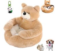 Générique Teddy Bear Dog Bed, Teddy Bear Dog Bed with Arms, Plush Cuddler for Small Dogs & Puppies, Ultra Soft Plush Pet Sofa, Semi-Enclosed Cuddle Beds for Indoor Cats & Dogs (Khaki,L(21.6in))