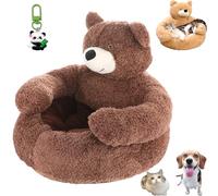 Générique Teddy Bear Dog Bed, Teddy Bear Dog Bed with Arms, Plush Cuddler for Small Dogs & Puppies, Ultra Soft Plush Pet Sofa, Semi-Enclosed Cuddle Beds for Indoor Cats & Dogs (Coffee,L(21.6in))