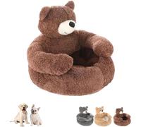 Générique Teddy Bear Dog Bed, Teddy Bear Dog Bed with Hugging Arms, 2025 Cute Soft Warm Non-SLI Plush Cuddle Bears Pet Beds Detachable for Cat and Small Dogs (Coffee Brown,XL)