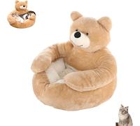 Générique Teddy Bear Dog Bed, Teddy Bear Dog Bed with Hugging Arms, Soft and Comfortable, Non-Slip and Removable, for Cats and Small Dogs (Beige,X-Large)