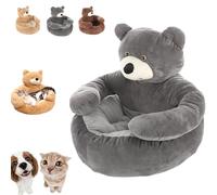 Générique Teddy Bear Dog Bed with Arms, Cute Soft Warm Non-Slip Plush Cuddle Bear Pet Bed, Washable Cute Pets Sofa with Anti-Slip Bottom, for Autumn and Winter Seasons (Gray,Small)
