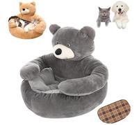 Générique Teddy Bear Dog Bed with Arms,Soft Warm Comfortable Plush Cuddler Dogs Beds, with a Cool Mat, Cute Comfortable & Non-Slip, Detachable for Cat and Dogs (Grey,X-Large)