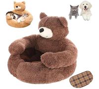 Générique Teddy Bear Dog Bed with Arms,Soft Warm Comfortable Plush Cuddler Dogs Beds, with a Cool Mat, Cute Comfortable & Non-Slip, Detachable for Cat and Dogs (Brown,X-Large)