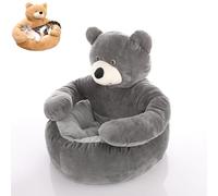 Générique Teddy Bear Dog Bed with Cuddle Arms, Soft Plush Pet Sofa/Semi-Enclosed Cuddle Nest, Washable Removable Cover & Non-Slip Base for Small Dogs & Cats (Grey,45cm/17.7in)