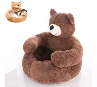 Générique Teddy Bear Dog Bed with Cuddle Arms, Soft Plush Pet Sofa/Semi-Enclosed Cuddle Nest, Washable Removable Cover & Non-Slip Base for Small Dogs & Cats (Brown,56cm/22in)