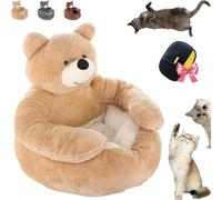 Générique Teddy Bear Dog Bed with Hugging Arms, Soft Warm Comfortable Plush Cuddler Dog Bed, Cute Pet Sofa with Detachable Washable Cover & Non-Slip Bottom for Cat and Dogs (Yellow,Medium)