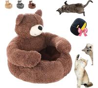 Générique Teddy Bear Dog Bed with Hugging Arms, Soft Warm Comfortable Plush Cuddler Dog Bed, Cute Pet Sofa with Detachable Washable Cover & Non-Slip Bottom for Cat and Dogs (Brown,Small)