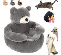 Générique Teddy Bear Dog Bed with Hugging Arms, Soft Warm Comfortable Plush Cuddler Dog Bed, Cute Pet Sofa with Detachable Washable Cover & Non-Slip Bottom for Cat and Dogs (Grey,Small)