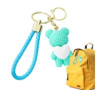 Générique Tedđy Keyring - 3.6x6x3.6cm Heart-Shaped Bear Keychain | Resin Bag Charm Pendant | Cute Animal Key Holder | Backpack Charm | Gift for Kids Adults | Fun Collectible Accessory