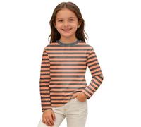 Générique Tee Shirt Blanc Enfant - T-Shirt à Manches Longues rayé Carnaval pour garçon coloré et décontracté idéal pour Les fêtes Haut Confortable et Tendance (Orange 150)