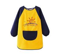 Générique Tee Shirt Blanc Enfant - Tablier de Peinture à Manches Longues pour Enfants Combinaison de Protection pour Artistes Facile à Porter et Lavable (Navy XL130-150)