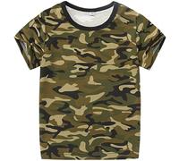 Générique Tee Shirt Camouflage Enfant Fille Garçon Manche Courte 1-14 Ans Pas Cher Tshirt Militaire Adolescent Garcon Fille été Chic Confortable Casual Fashion Sport Vacances Top Hauts